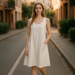 Catwalk Studio Ramie Cotton Blend Sleeveless Sun Dress Small